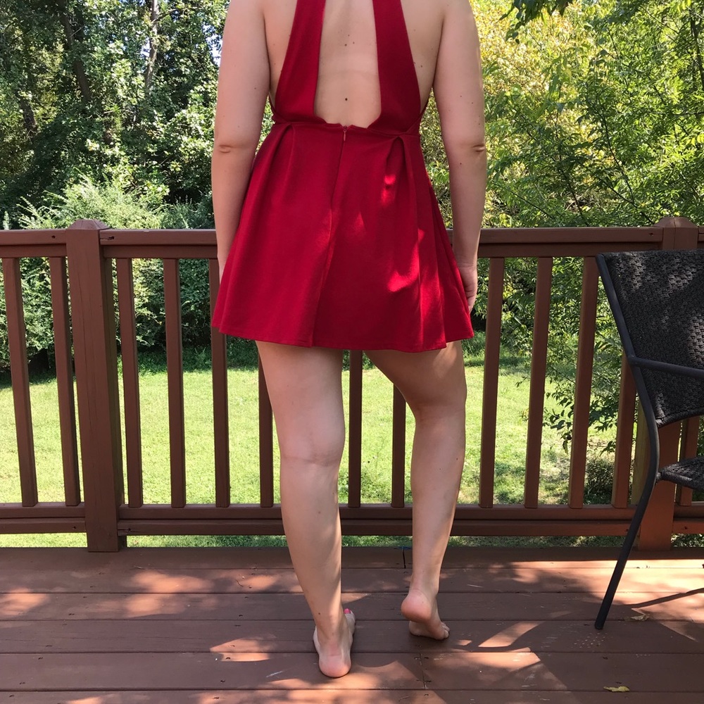 Red Open-back Dress - Picture 2 of 3